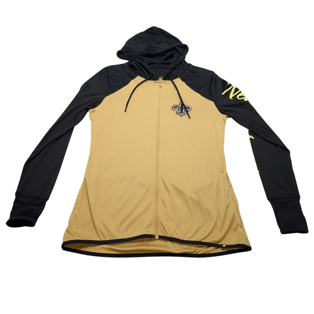 Fanatics New Orleans Saints Hoodie Womens Medium Gold Black Full Zip NFL